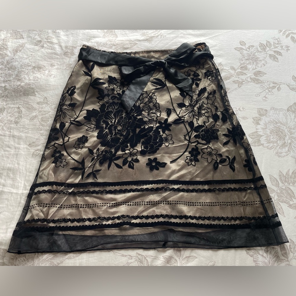 NWT Deadstock Vintage Black Velvet Mesh Overlay Mini Skirt 7 Whimsigoth Romantic